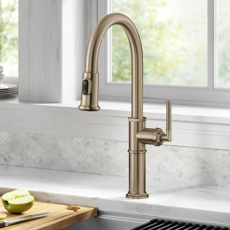 KRAUS Allyn Pull-Down Single Handle Kitchen Faucet, Brushed Gold