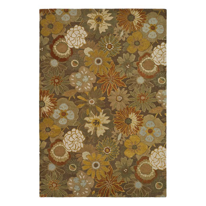 Tapis floral en laine et viscose touffeté à la main Soho, Rectangle 8 pi 3 po x 11 pi