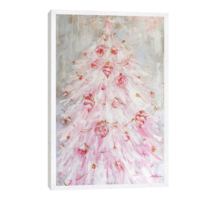 A Pink Christmas 1 Piece Wall Art on Canvas, 66.04 cm H x 45.72 cm W, White Framed