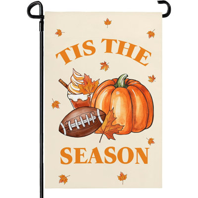 Fall Garden Flag 12X18 IN Double Sided Football Pumpkin Maple Leaves Fall Garden Flags for Autumn Farmhouse Yard Outside Decoration