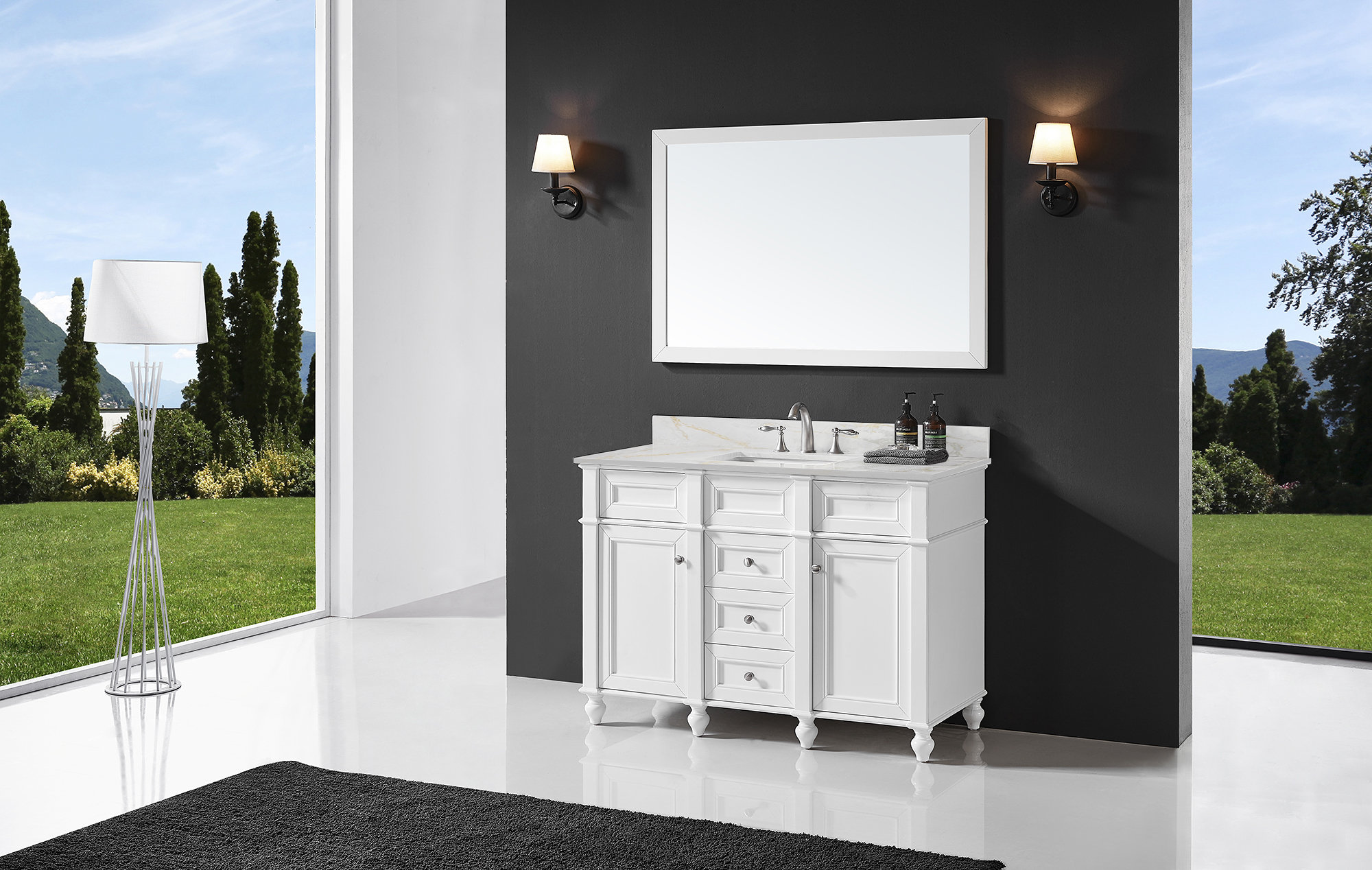 Alcott Hill® Dietmund 48 Inch Bath Vanity in Quartz Top 3 Faucet Hole ...