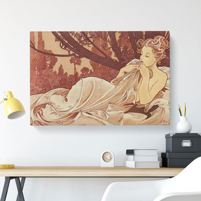 Dusk by Alphonse Mucha - Wrapped Canvas
