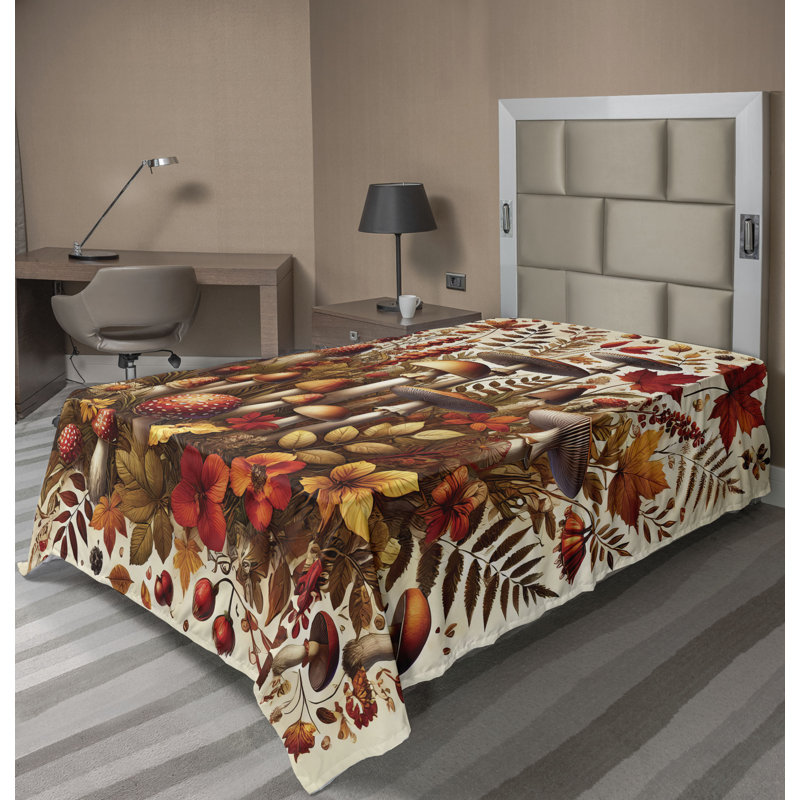 Drap plat moderne de style bohème Ambesonne, Drap plat pour lit simple TG, Cannelle / motif floral orange fauve