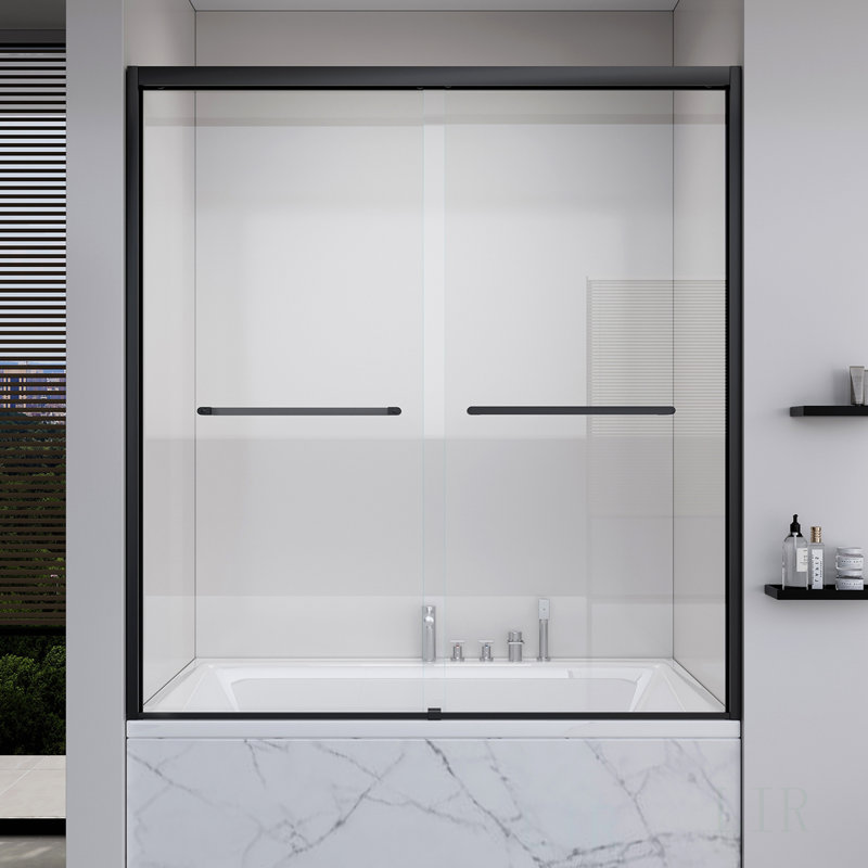 56-60*60 INCH Frame Double Sliding Soft-Close Shower Doors, Bathroom Sliding Door With 6Mm SGCC Tempered Glass For Enhanced Safety And Durability, Shower Door