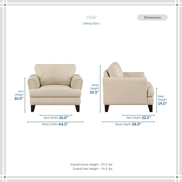Nico 3 Piece Genuine Top Grain Leather Living Room Set