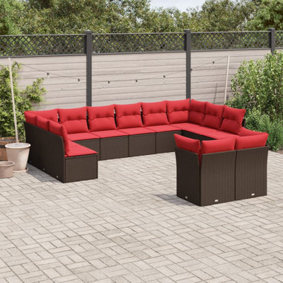 Ensemble de canapé de patio 13 pièces avec coussins en rotin de polyester