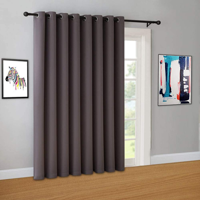 NICOLE PATIOS Extra Wide Solid Room Darkening Curtain Panel, 102" W x 96" L, Charcoal