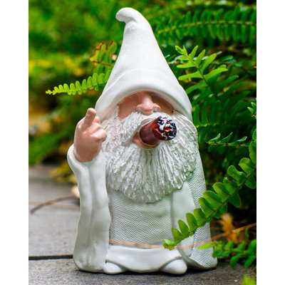 Statue de doigt du milieu, nain fumant de 5,9 po - Gnomes de jardin amusants pour l'extérieur