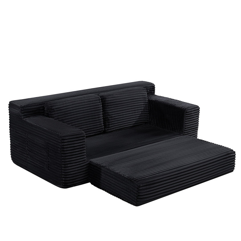Canapé double Corduroy Cloud, canapé-lit convertible 2-en-1, canapé double désossé confortable, convient au salon, appartement, petit espace