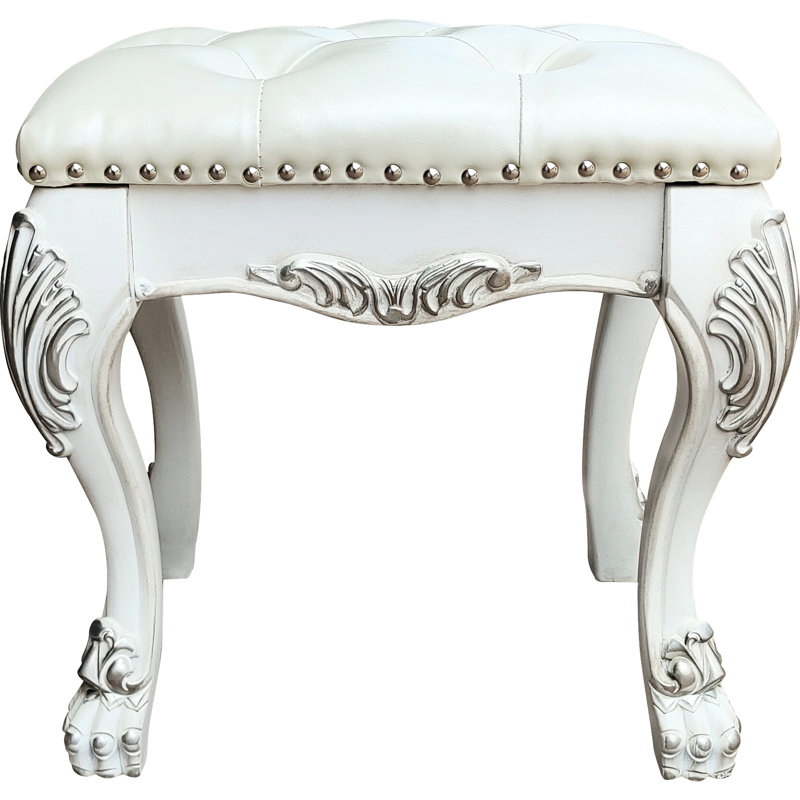 Meuble-lavabo blanc os Bone - résistance au poids de 220 lb, largeur de siège de 21 po, profondeur de 17 po, capacité de tabouret à la fois simple et élégante, sièges confortables et élégants