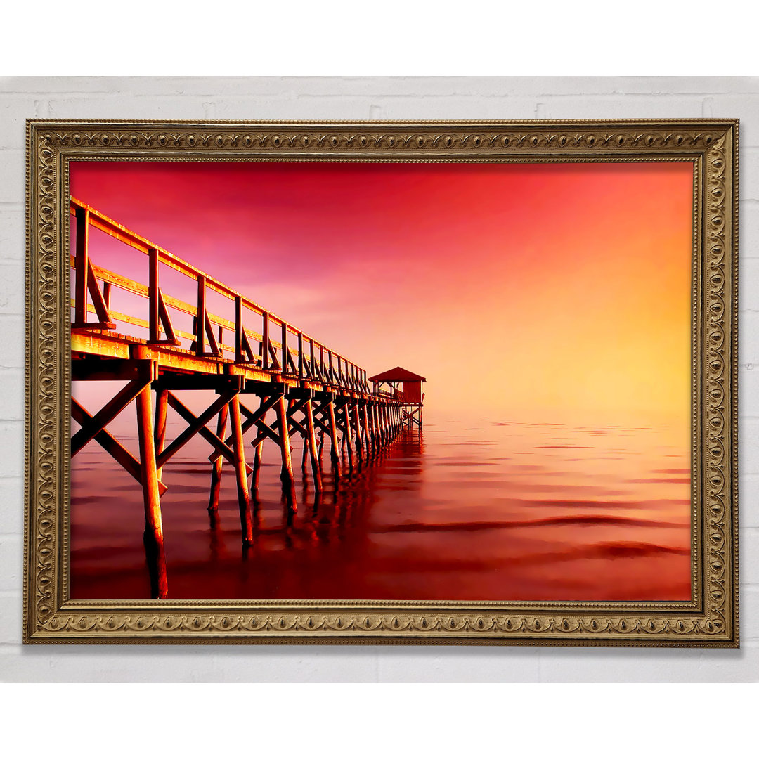 Tranquil Ocean Pier Pink - Einzelner Bilderrahmen Kunstdrucke