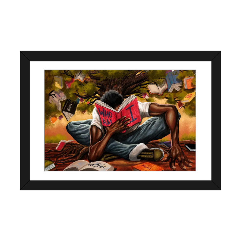 " Tree Of Knowledge " by DionJa'y, 16" H x 24" W x 1" D, Black Framed