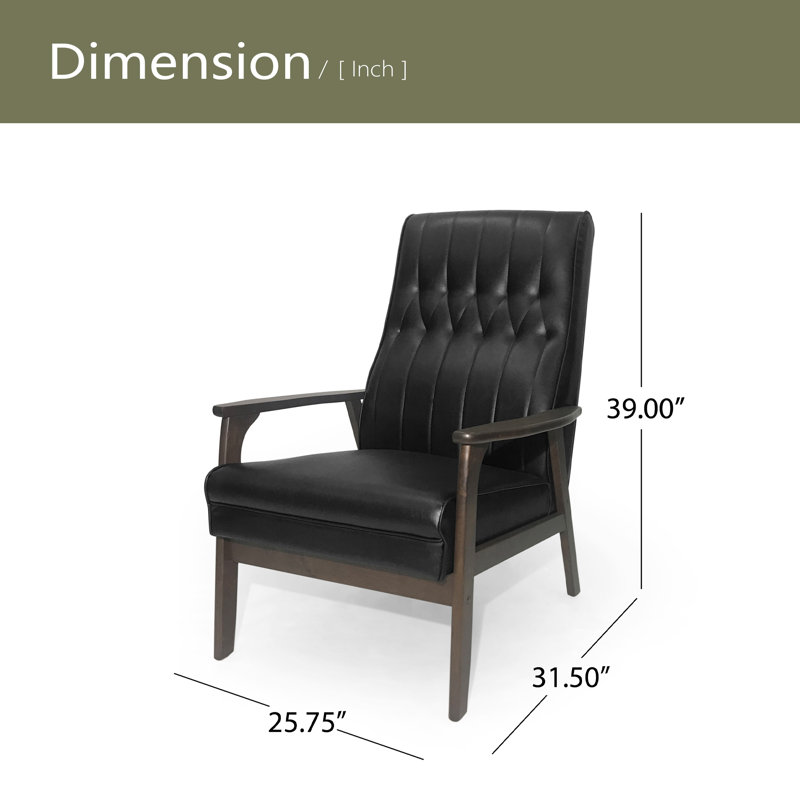 Chaise d'appoint rembourrée Mid Century, Noir