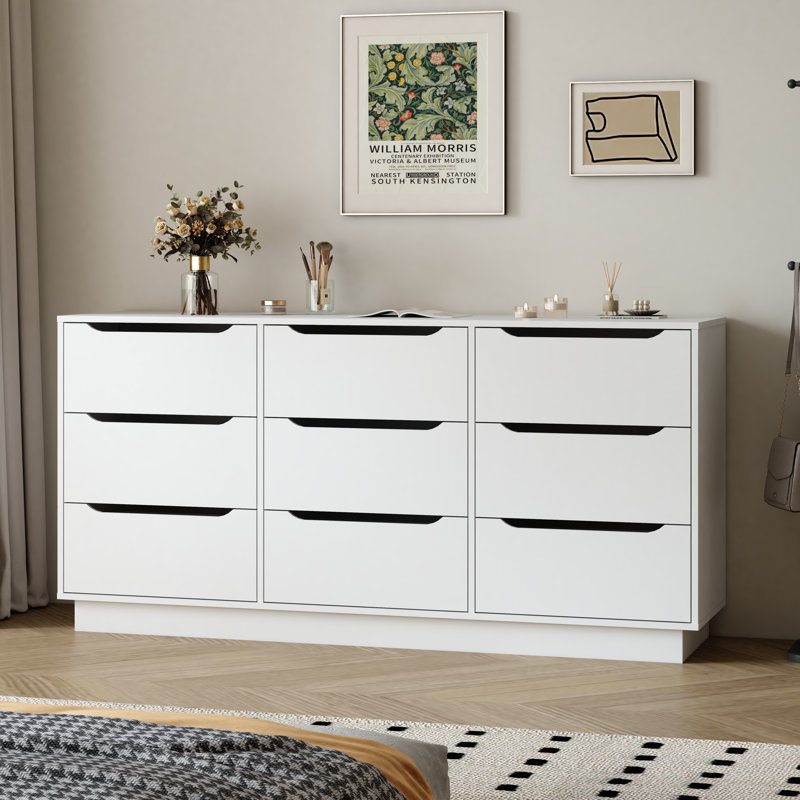 White 9-drawer Deep Dresser - Large Wood Chest For Bedroom/closet/living Room