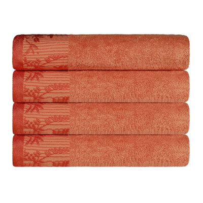 Carinna Cotton Medium Weight Floral Jacquard Border Assorted Bathroom Towel Set