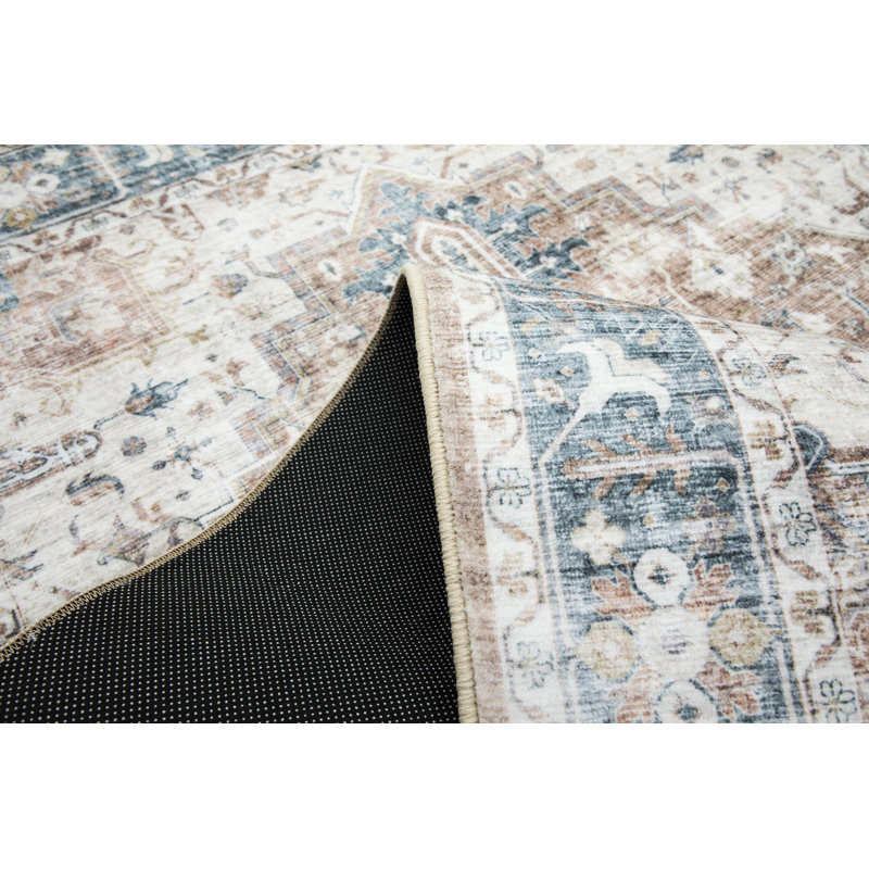 Heriz Premium 1/4" Pile Ultra Soft Non-Slip Padded Backing Rug, Rectangle 4' x 6'