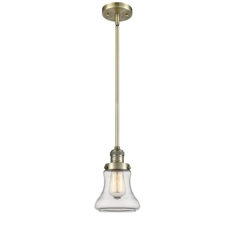 Edda 1 - Light Single Pendant, Clear, Antique Brass, 6 Watt Vinage LED Bulb