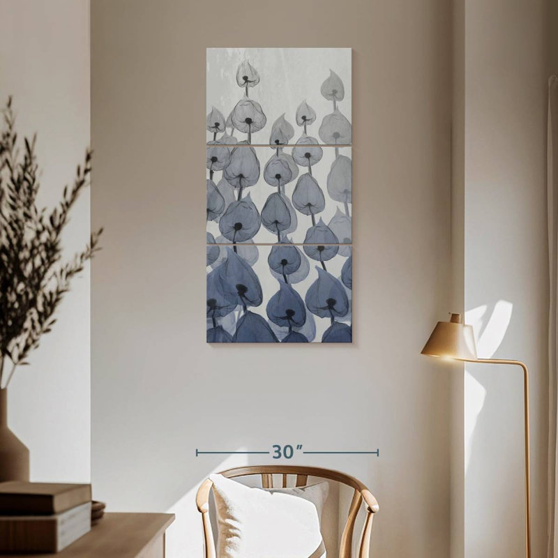Fleurs de saphir I, H 62 po x l 30 po