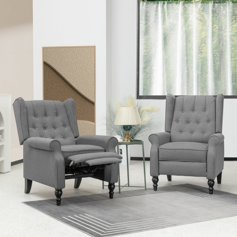 Riley Upholstered Recliners (Set of 2), Gray Polyester