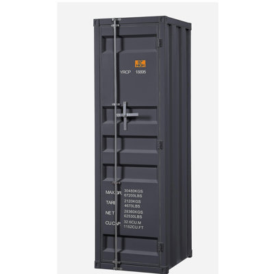 Gunmetal 1-Door Wardrobe with Container Lock