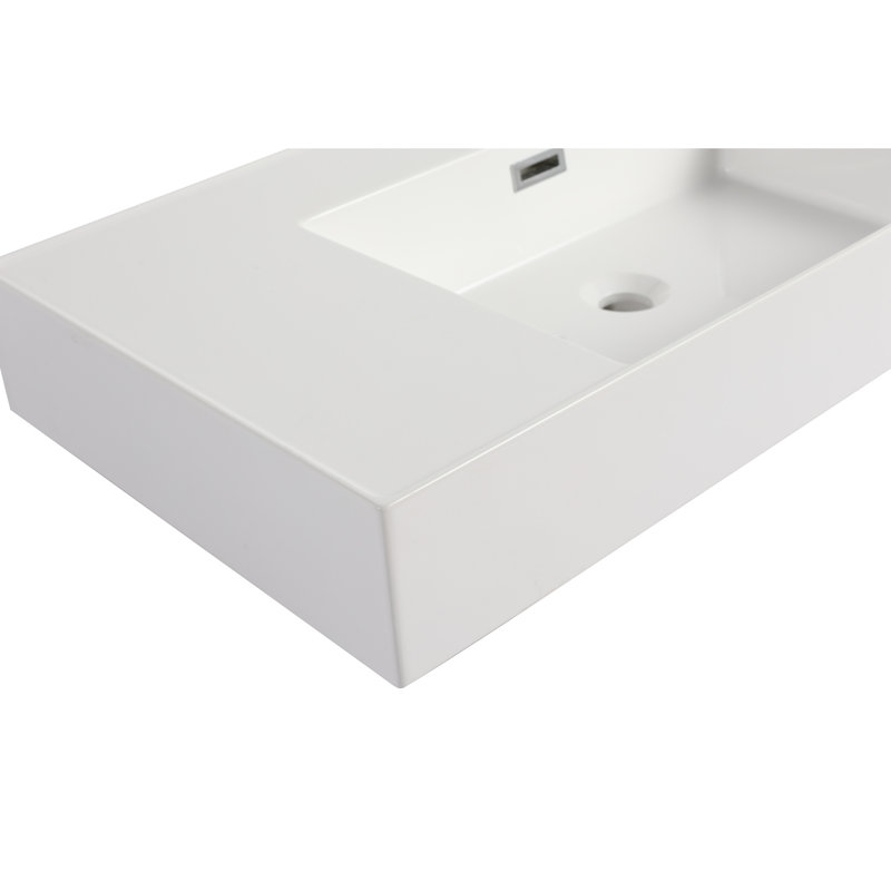 36" Bathroom Resin Sink, Glossy White, 35.51In Depth, 18.43In Width, 4.58In Height, 45.72Lb, And Stain Gloss White Look, Depth X Width Scratch Dirt Proof