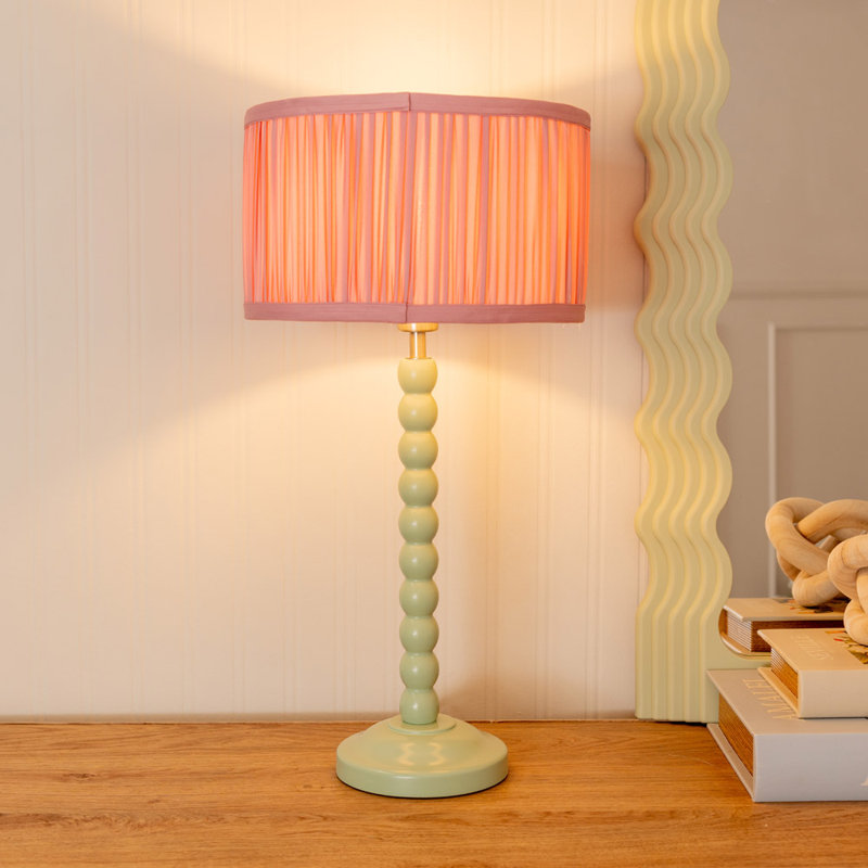 Rosino Wood Table Lamp, Pink, Green, No