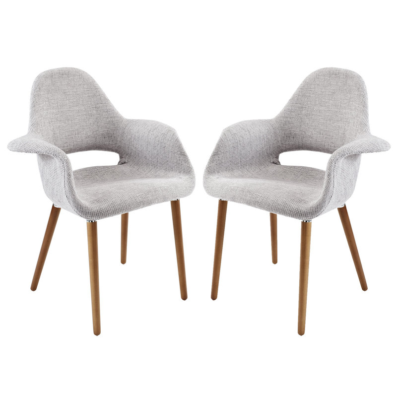 Modway Linen Upholstered Dining Armchair, Light Gray
