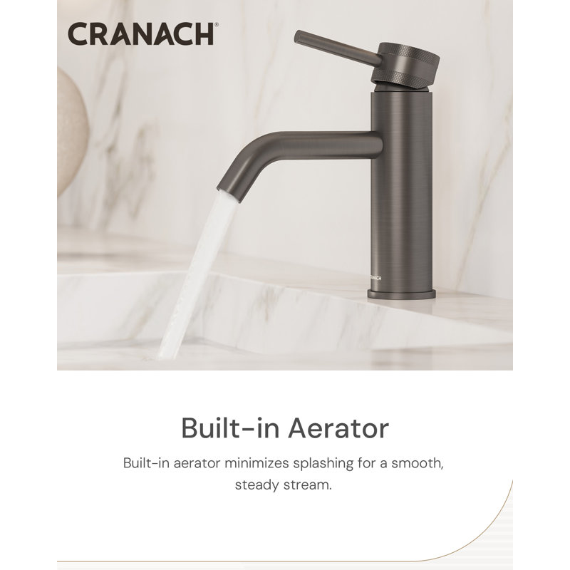 Angelsey Single-Hole Round Faucet with Pop-Up Drain, Single-Handle Bathroom Sink Faucet Gun Grey, Gun Metal