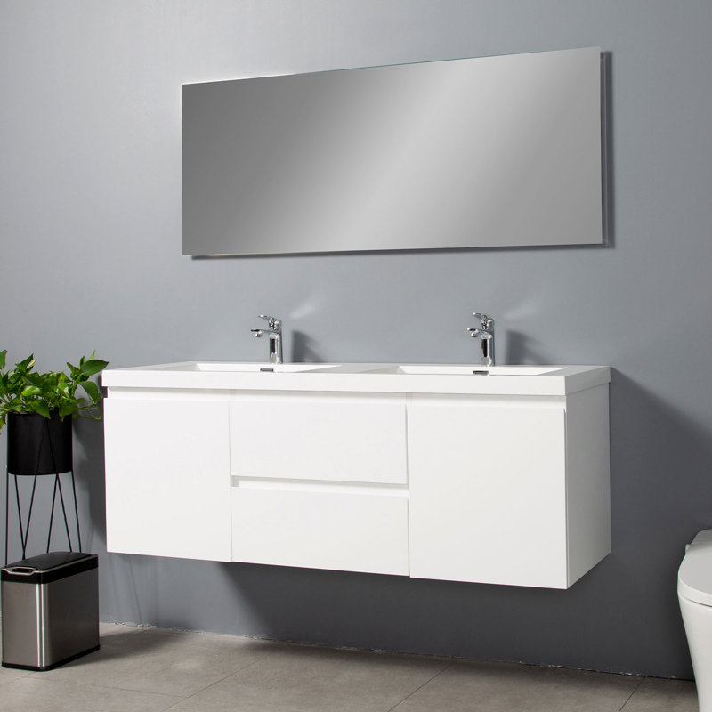 Meuble-lavabo mural 60 po, Blanc