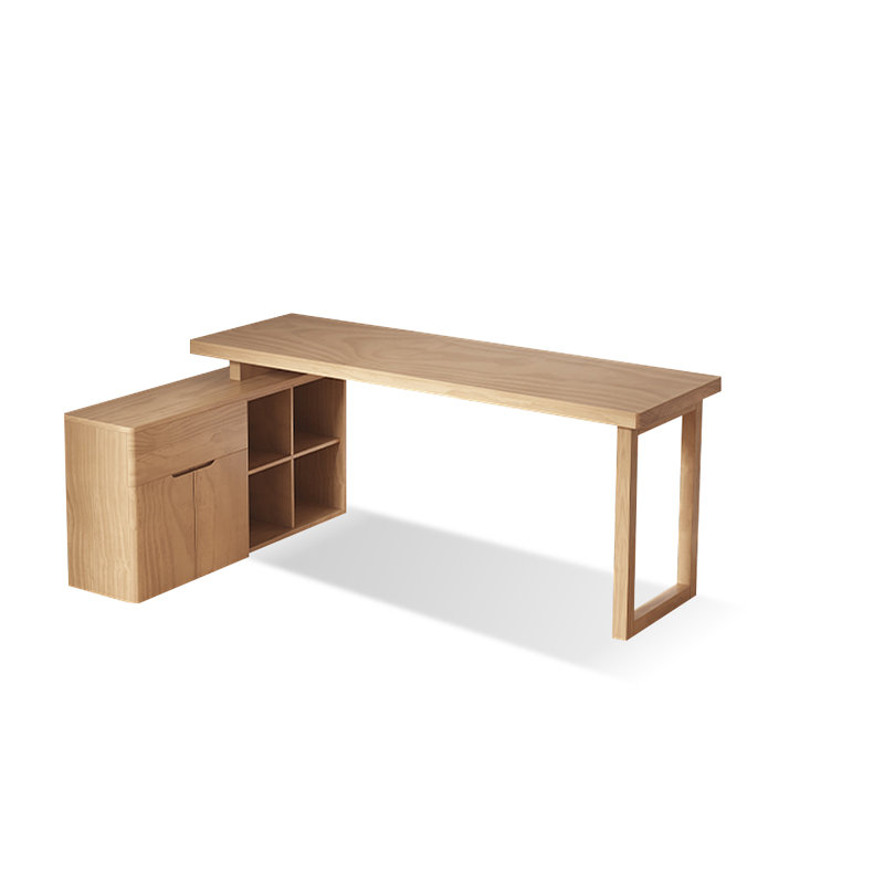 Bureau en L en bois massif avec 1 tiroir Burlywood, H 29,53 po x l 70,87 po x P 47,24 po, Retour à gauche