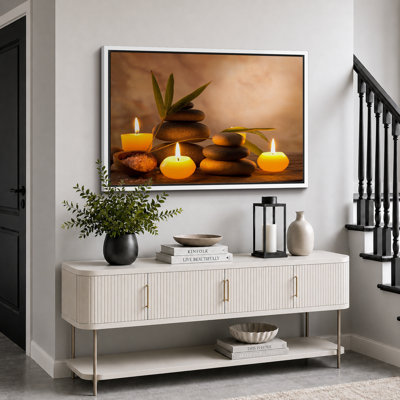 Pierres Zen - Décoration de salle de bain/buanderie relaxante et apaisante - Grand tableau sur toile - Impression d'art