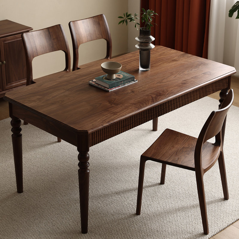 Walnut Solid Wood Dining Table, 33.46" W x 62.99" L