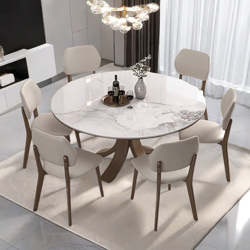 Modern luxury simple round dining table sets, 29.5"H x 47.2"L x 47.2"W