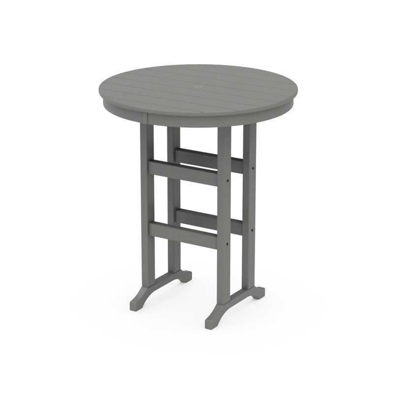 POLYWOOD Round Farmhouse Bar Table, 36", Slate Gray
