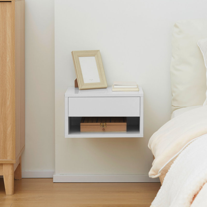 Kudeep 37cm W Manufactured Wood Bedside Table, White