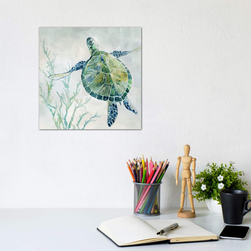 Seaglass Turtle II by Carol Robinson - Wrapped Canvas Painting, No Frame, 93.98 cm H x 93.98 cm W x 1.91 cm D