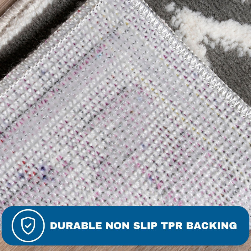 Sofihas White/Gray Diamond Shag Stair Rugs - Machine Washable with Non-Slip Rubber Backing, 15 Pack