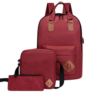 Backpack Backpack Three Piece Set, Large Capacity USB Student Backpack, Suitable For School And Outdoor Travel, Computer Bag For Men And Women With Large Capacity