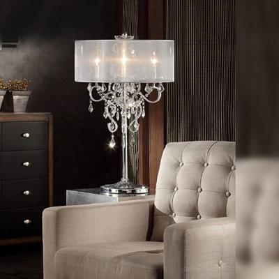 Lampe de table argentée 35 po