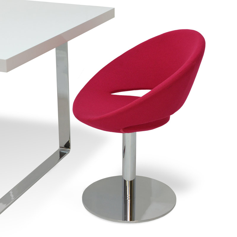 Crescent 17'' H Wool Upholstered Metal Dining Chair, Wool Pink