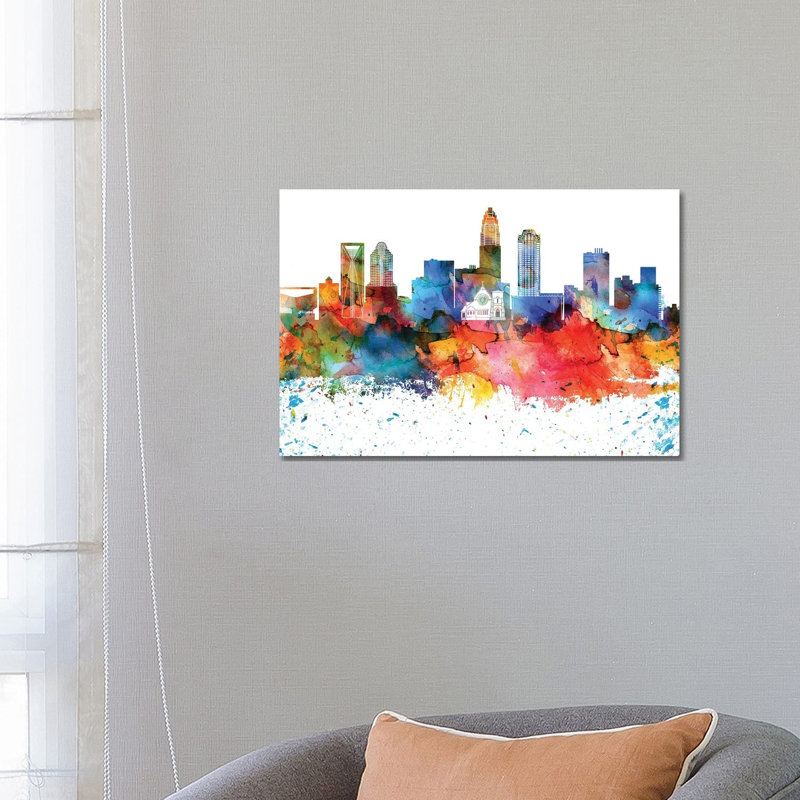 Charlotte Skyline by WallDecorAddict - Wrapped Canvas Gallery-Wrapped Canvas Giclée, 66.04 cm H x 45.72 cm W x 1.91 cm D