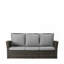 Canapé de patio 67,7 po en osier 3 places avec coussins gris épais et structure noire