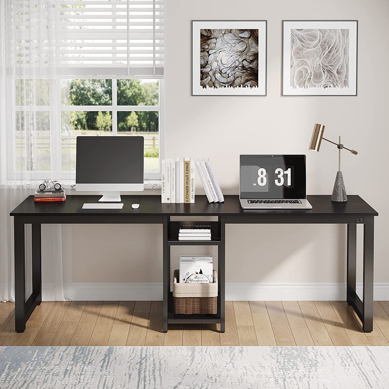 Metal Base Computer Desk, Black, Black