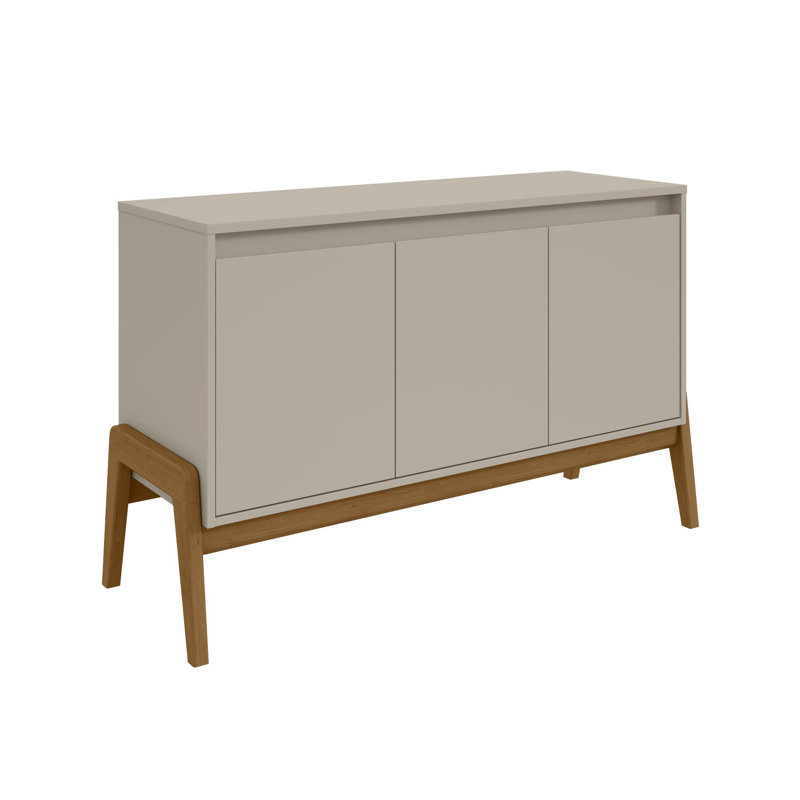 Gales 49" Mid-Century Modern Solid Wood Sideboard with 4 Shelves in Greige, Off White