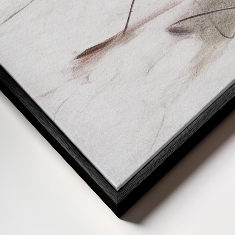 Fragmented #1 By Alma Studio – Abstract Art Print In Brown Lines With Beige And Gray Tone Canvas, 20" H x 20" W, Black