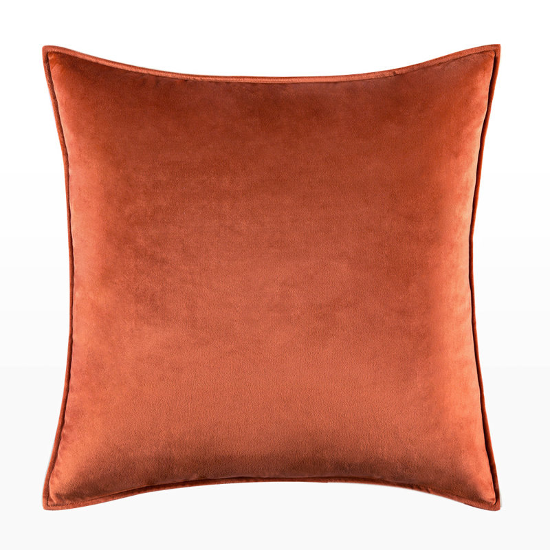 Housse et insert de coussin carré en velours , Orange, H 22 po x l 22 po