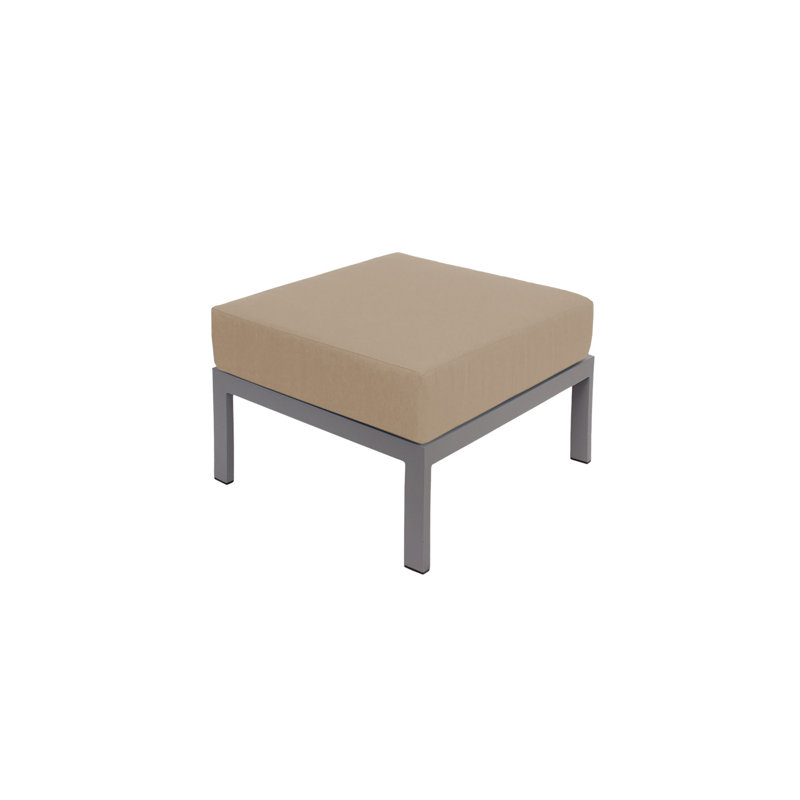 Repose-pieds d'extérieur en métal avec coussin Sunbrella Belmar, Brun clair