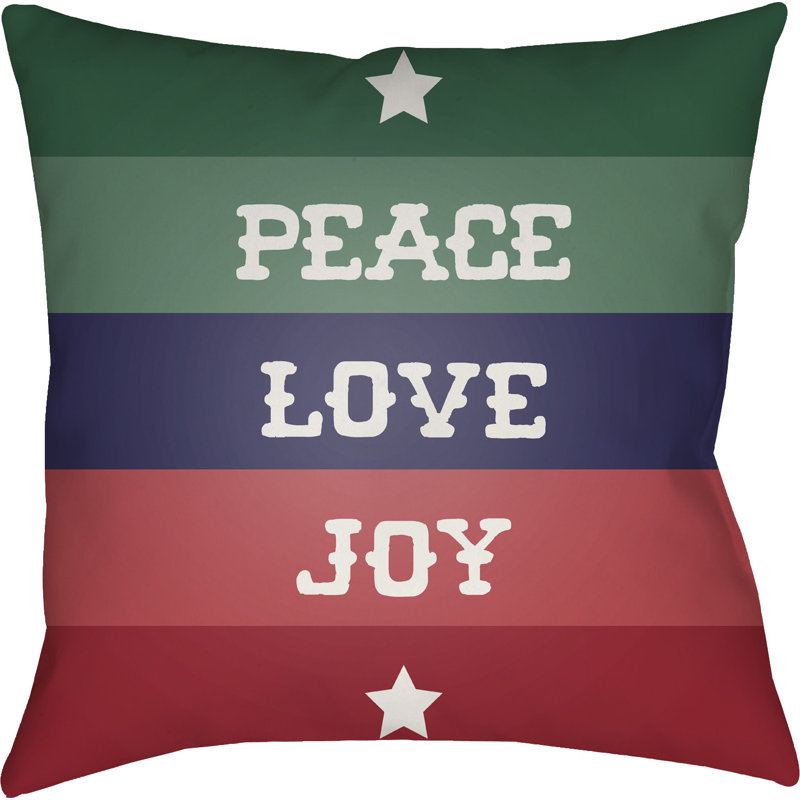 Stripe Indoor/Outdoor Throw Pillow, 18" H x 18" W x 4" D, Green / Blue / Red / White