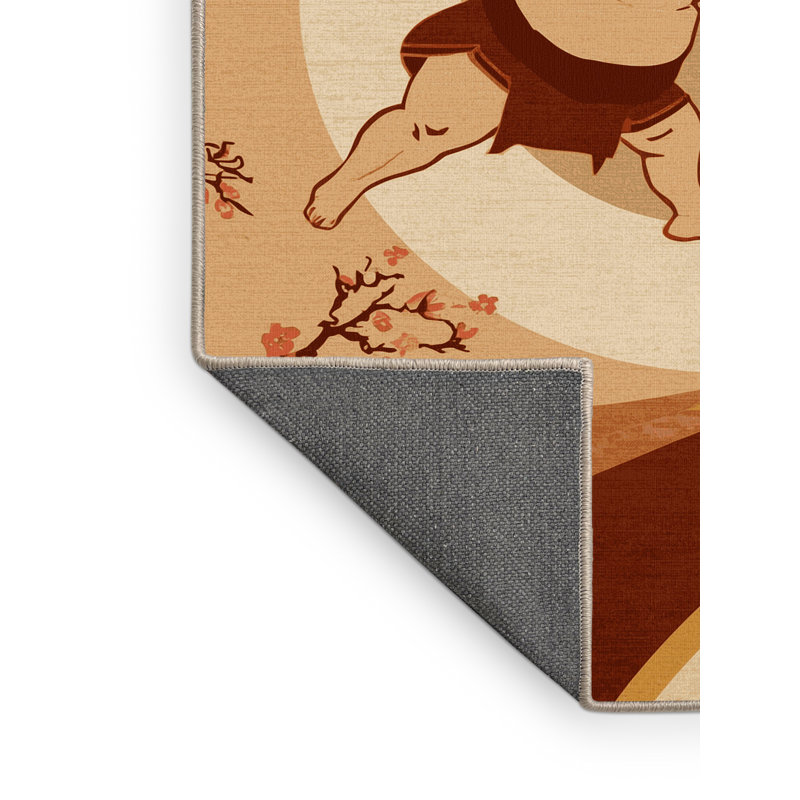 Tapis traditionnel moelleux et moelleux de couleur Sumo - brun et beige, 7 x 9