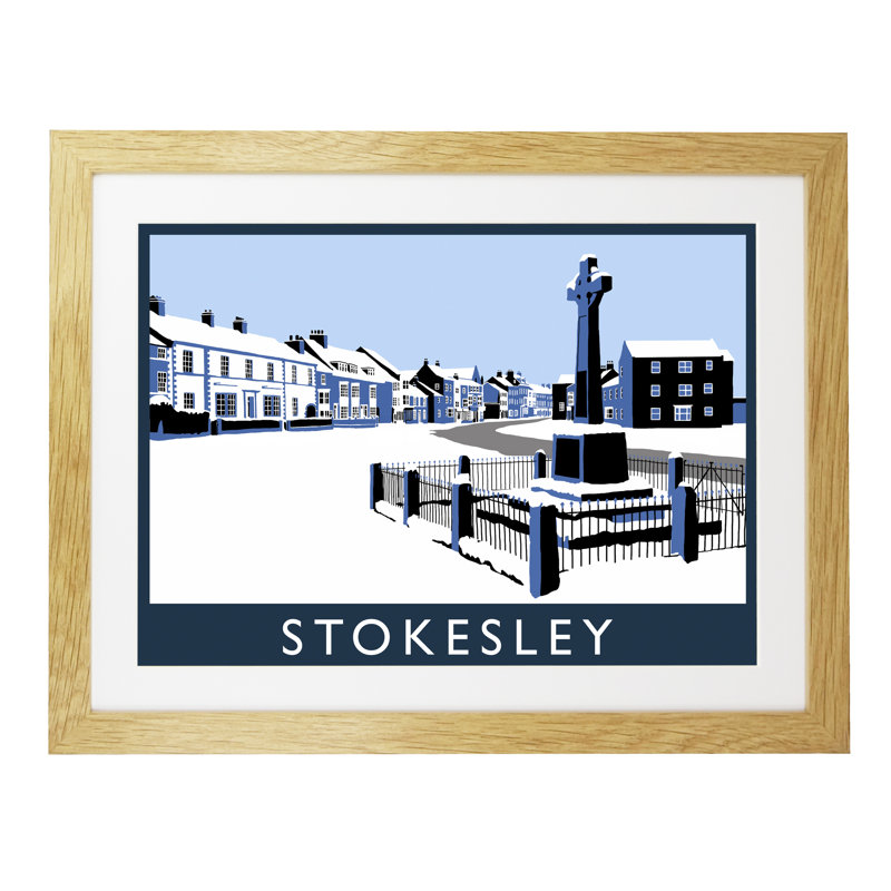 'Stokesley In Snow' by Richard O'Neil - Print, Oak Wood Frame, 33.5 cm H x 43.5 cm W x 2.2 cm D